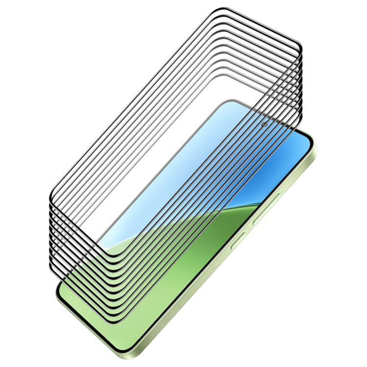 10-pack tempered glass screen protector sheets, stacked for full coverage