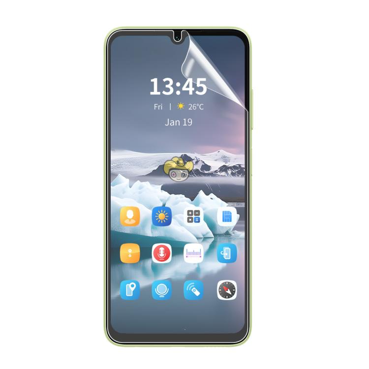 Full-coverage transparent hydrogel screen protector film for smartphone, notch cutout, smooth coverage