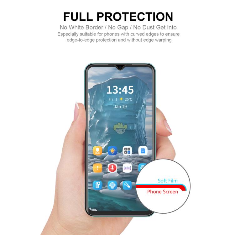 Hydrogel screen protector film being applied to a smartphone front display
