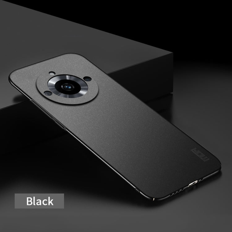 Frosted ultra-thin phone case in black with circular camera opening and side cutouts