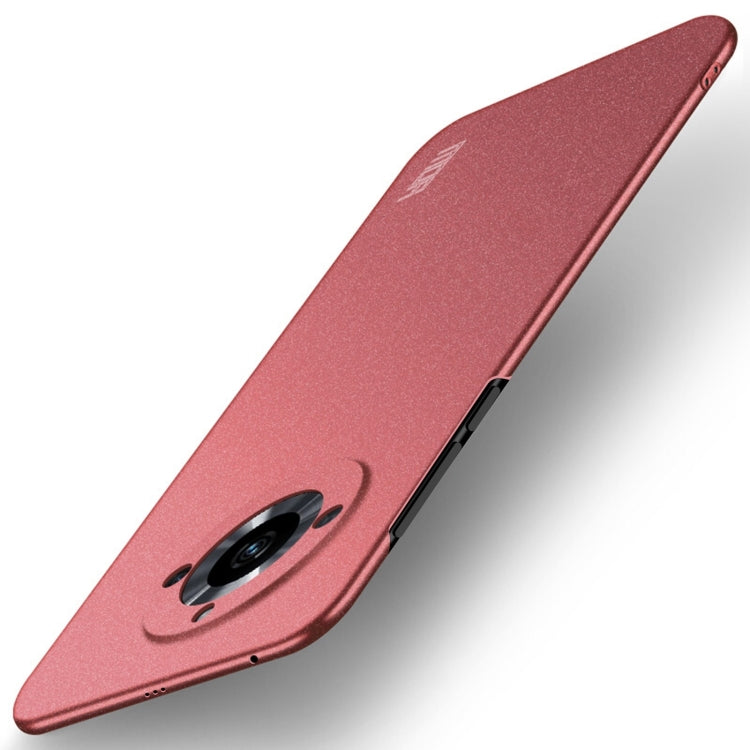 Frosted ultra-thin phone case in red with camera cutout and side button openings