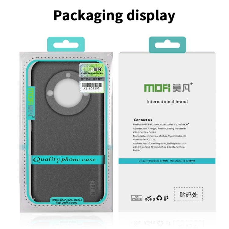 MOFI phone case packaging display with labeled blister and product information