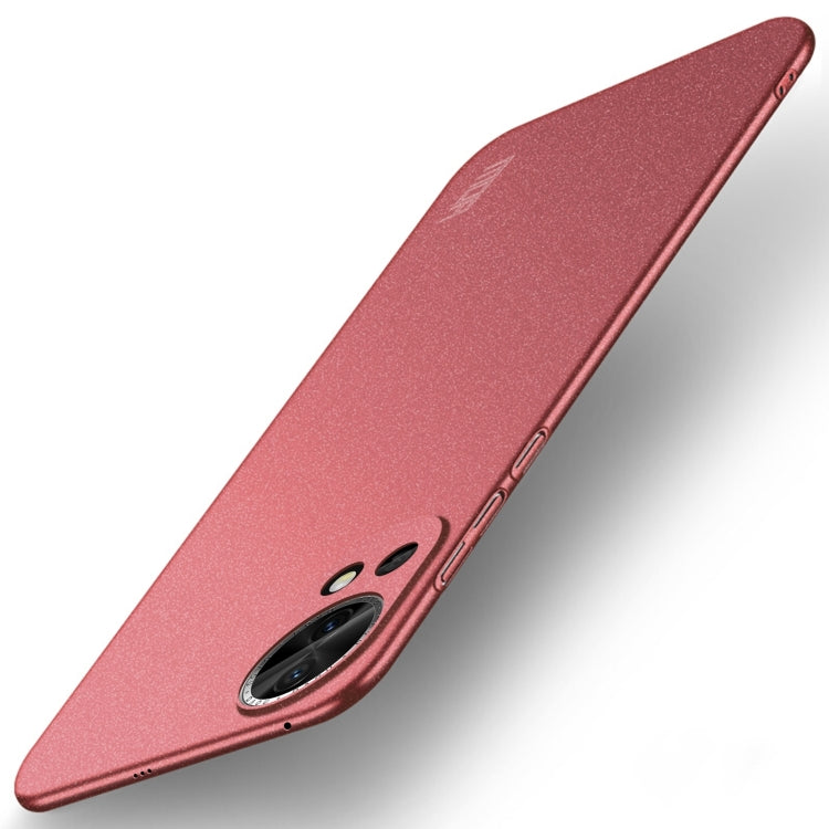 Frosted ultra-thin phone case with camera cutouts, red/pink finish.