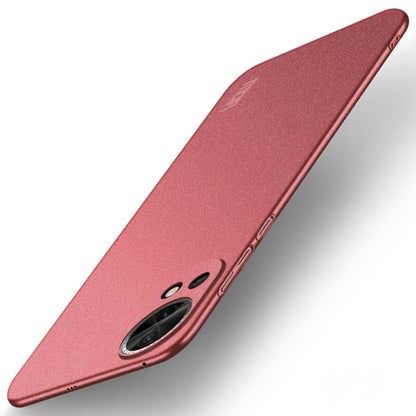 Frosted ultra-thin phone case with camera cutouts, red/pink finish.