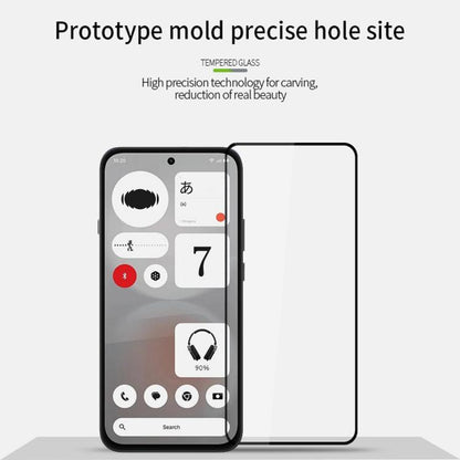 Full screen tempered glass film covering a smartphone front, with edge-to-edge fit