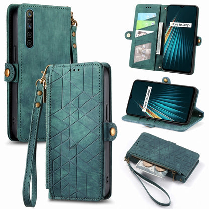 Geometric Zipper Wallet Side Buckle Leather Phone Case, For Realme C11, For Realme 6, For Realme 6 Pro, For Realme 5 / 5i / 6i, For Realme 8 / 8 Pro, For Realme 5 Pro / Q