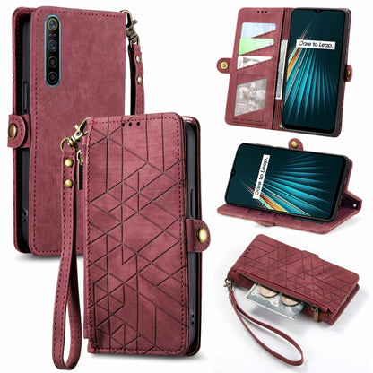 Geometric Zipper Wallet Side Buckle Leather Phone Case, For Realme C11, For Realme 6, For Realme 6 Pro, For Realme 5 / 5i / 6i, For Realme 8 / 8 Pro, For Realme 5 Pro / Q