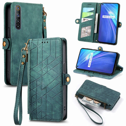 Geometric Zipper Wallet Side Buckle Leather Phone Case, For Realme C11, For Realme 6, For Realme 6 Pro, For Realme 5 / 5i / 6i, For Realme 8 / 8 Pro, For Realme 5 Pro / Q