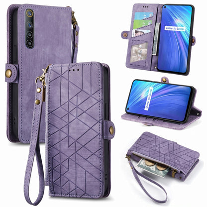 Geometric Zipper Wallet Side Buckle Leather Phone Case, For Realme C11, For Realme 6, For Realme 6 Pro, For Realme 5 / 5i / 6i, For Realme 8 / 8 Pro, For Realme 5 Pro / Q