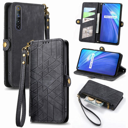 Geometric Zipper Wallet Side Buckle Leather Phone Case, For Realme C11, For Realme 6, For Realme 6 Pro, For Realme 5 / 5i / 6i, For Realme 8 / 8 Pro, For Realme 5 Pro / Q