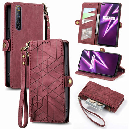 Geometric Zipper Wallet Side Buckle Leather Phone Case, For Realme C11, For Realme 6, For Realme 6 Pro, For Realme 5 / 5i / 6i, For Realme 8 / 8 Pro, For Realme 5 Pro / Q