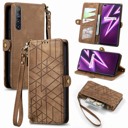 Geometric Zipper Wallet Side Buckle Leather Phone Case, For Realme C11, For Realme 6, For Realme 6 Pro, For Realme 5 / 5i / 6i, For Realme 8 / 8 Pro, For Realme 5 Pro / Q