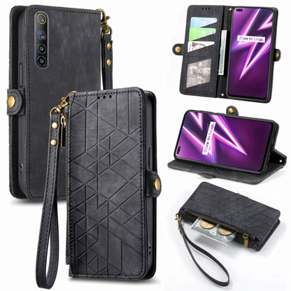 Geometric Zipper Wallet Side Buckle Leather Phone Case, For Realme C11, For Realme 6, For Realme 6 Pro, For Realme 5 / 5i / 6i, For Realme 8 / 8 Pro, For Realme 5 Pro / Q