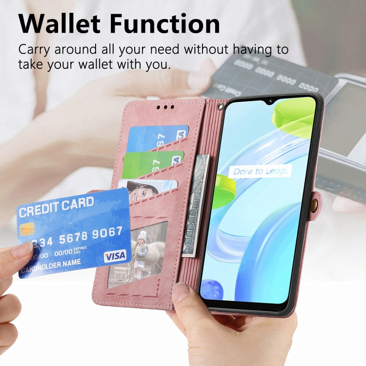 Geometric Zipper Wallet Side Buckle Leather Phone Case, For Realme C11, For Realme 6, For Realme 6 Pro, For Realme 5 / 5i / 6i, For Realme 8 / 8 Pro, For Realme 5 Pro / Q