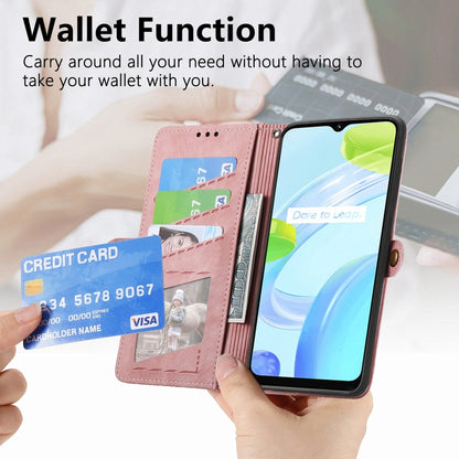 Geometric Zipper Wallet Side Buckle Leather Phone Case, For Realme C11, For Realme 6, For Realme 6 Pro, For Realme 5 / 5i / 6i, For Realme 8 / 8 Pro, For Realme 5 Pro / Q