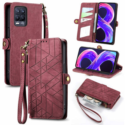 Geometric Zipper Wallet Side Buckle Leather Phone Case, For Realme C11, For Realme 6, For Realme 6 Pro, For Realme 5 / 5i / 6i, For Realme 8 / 8 Pro, For Realme 5 Pro / Q
