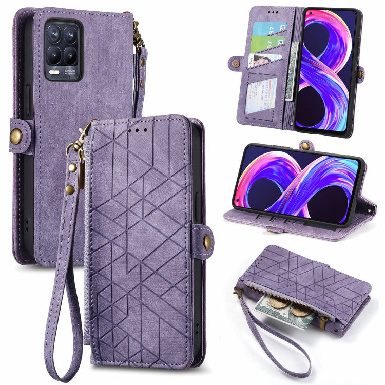 Geometric Zipper Wallet Side Buckle Leather Phone Case, For Realme C11, For Realme 6, For Realme 6 Pro, For Realme 5 / 5i / 6i, For Realme 8 / 8 Pro, For Realme 5 Pro / Q