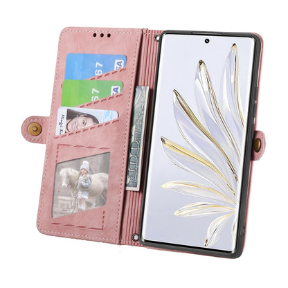 Geometric Zipper Wallet Side Buckle Leather Phone Case, For Honor 50 Pro, For Honor 50, For Honor 50 SE, For Honor V40