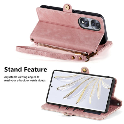Geometric Zipper Wallet Side Buckle Leather Phone Case, For Honor 50 Pro, For Honor 50, For Honor 50 SE, For Honor V40