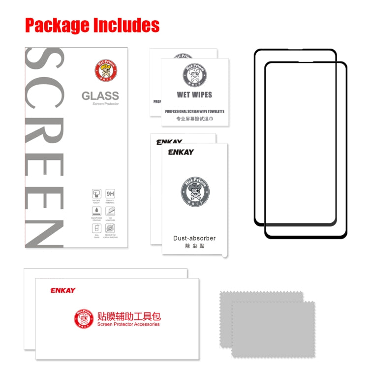 Tempered glass screen protector package kit with wipes and accessories, 2-pack