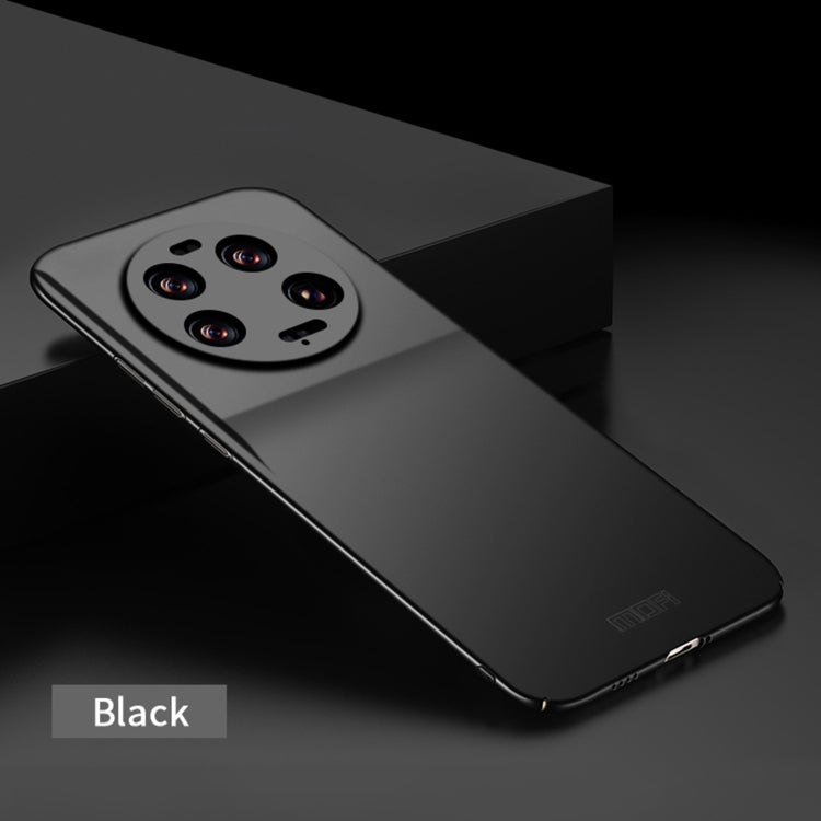 MOFI micro-frosted hard phone case, black, angled view with camera cutouts