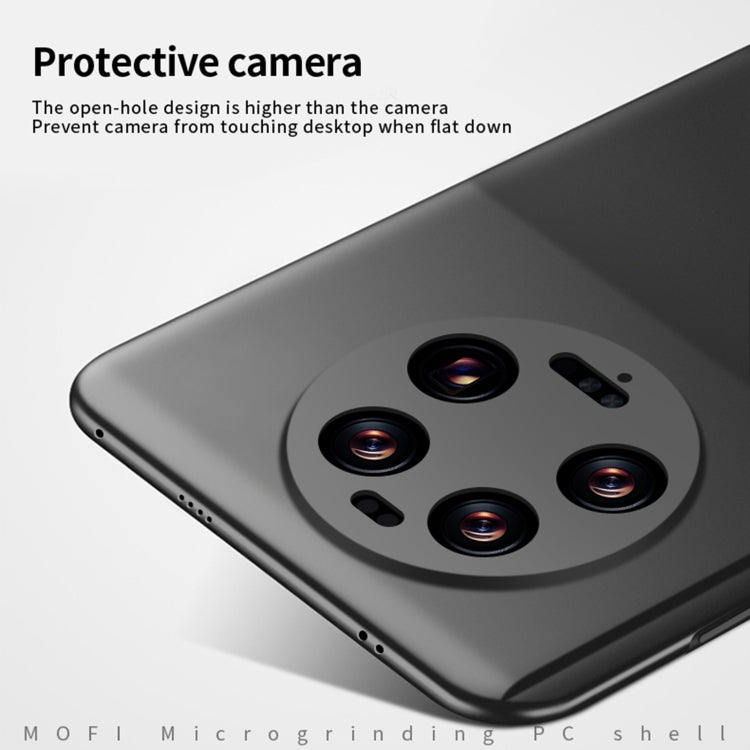 MOFI micro-frosted hard phone case, dark gray, close-up of camera cutouts