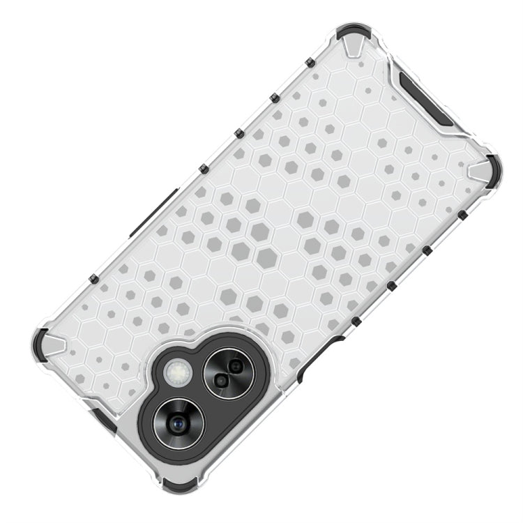 White honeycomb shockproof phone case with camera cutout and flexible bumper corners