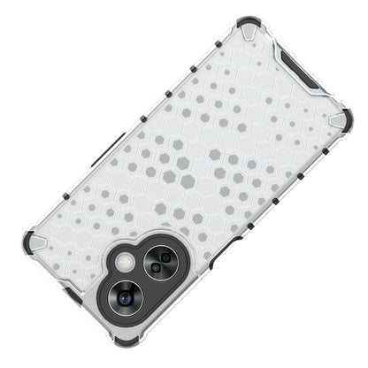 White honeycomb shockproof phone case with camera cutout and flexible bumper corners
