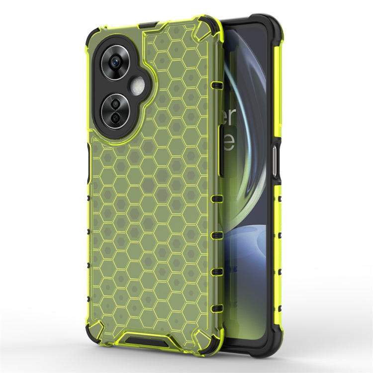 Lime green honeycomb shockproof phone case with rugged corner reinforcement