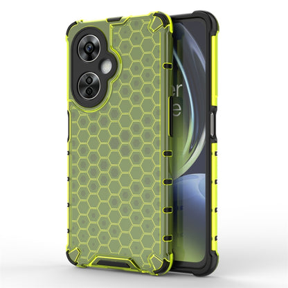 Lime green honeycomb shockproof phone case with rugged corner reinforcement