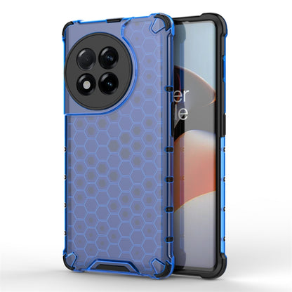 Shockproof honeycomb phone case with blue trim, blue back and camera cutouts
