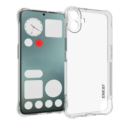 Clear TPU phone case with camera cutouts and side button openings; back view shown