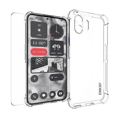 ENKAY transparent TPU phone case, shockproof corners, camera cutouts for Nothing Phone 2