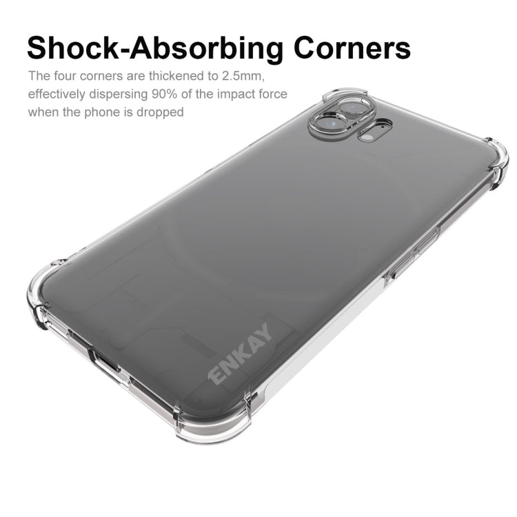 Transparent TPU phone case with shock-absorbing corners, ENKAY logo, for Nothing Phone 2