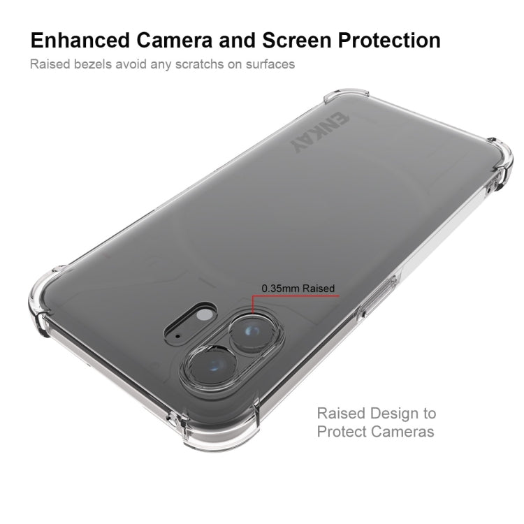 Transparent TPU case with raised camera protection and button covers, ENKAY, Nothing Phone 2