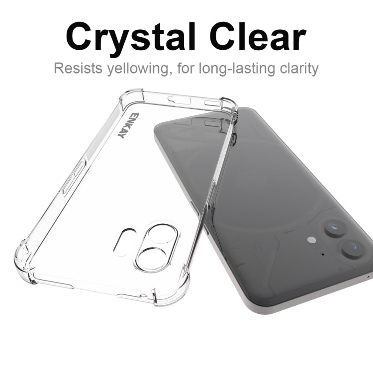 Crystal-clear transparent TPU case, anti-yellowing, ENKAY logo, Nothing Phone 2