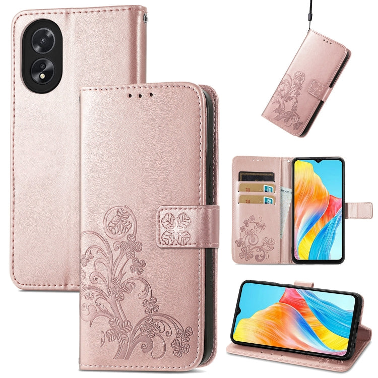 Rose-pink leather phone case with embossed floral design and clasp, flip wallet with card slots