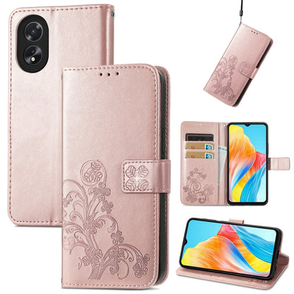 Rose-pink leather phone case with embossed floral design and clasp, flip wallet with card slots