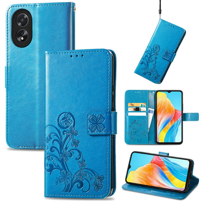 Blue leather phone case with embossed floral pattern and clasp, flip wallet with card slots