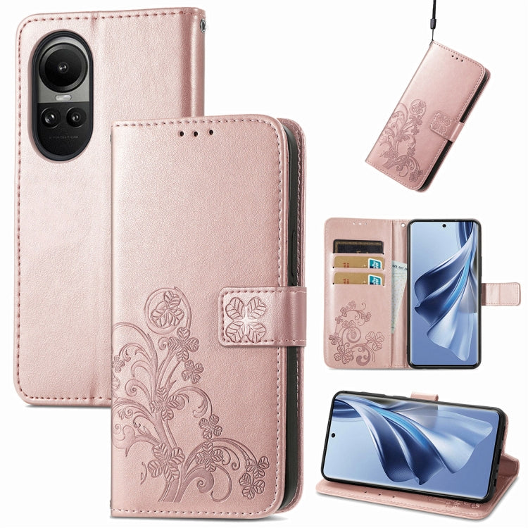 Light pink leather phone case with embossed floral design and clasp, flip wallet with card slots