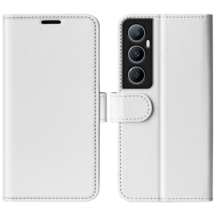 White textured leather horizontal flip phone case with card slot and cutouts