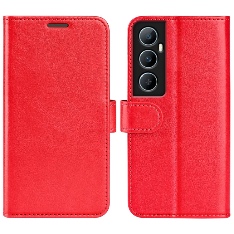 Red textured leather horizontal flip phone case with card slot and camera cutout