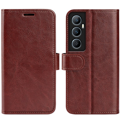 Brown textured leather horizontal flip phone case with card slot and camera cutout