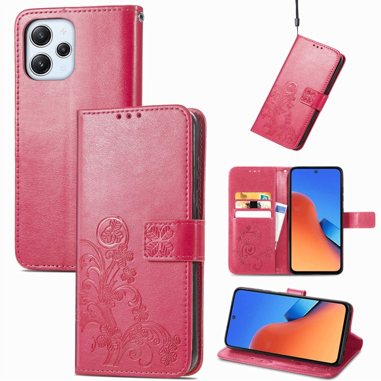 Four-leaf Clasp Embossed Buckle Leather Phone Case, For Xiaomi Poco C95 Pro, For Xiaomi Redmi 12 5G