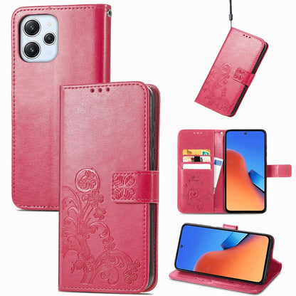 Four-leaf Clasp Embossed Buckle Leather Phone Case, For Xiaomi Poco C95 Pro, For Xiaomi Redmi 12 5G
