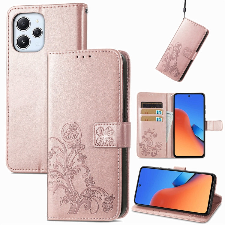 Four-leaf Clasp Embossed Buckle Leather Phone Case, For Xiaomi Poco C95 Pro, For Xiaomi Redmi 12 5G