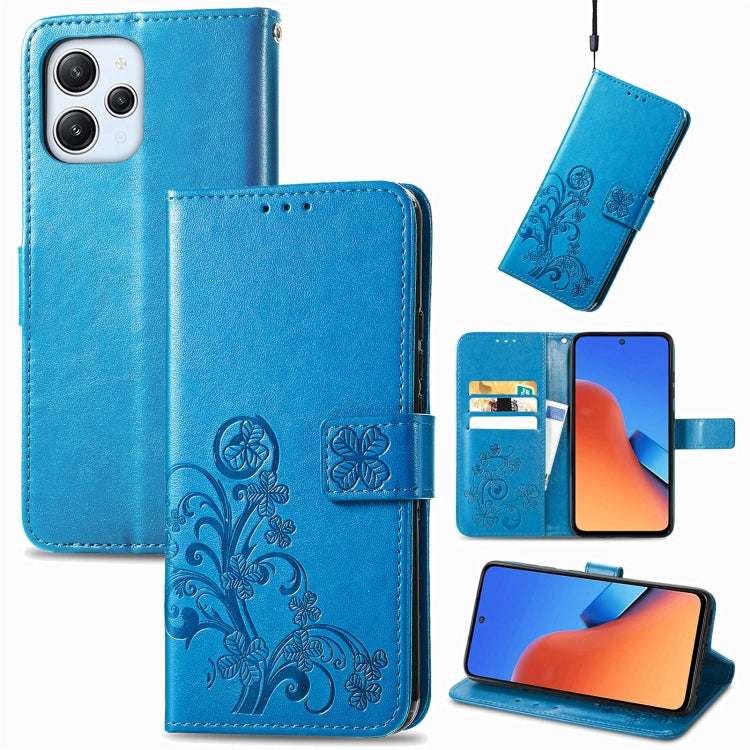 Four-leaf Clasp Embossed Buckle Leather Phone Case, For Xiaomi Poco C95 Pro, For Xiaomi Redmi 12 5G