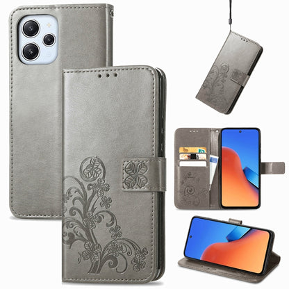 Four-leaf Clasp Embossed Buckle Leather Phone Case, For Xiaomi Poco C95 Pro, For Xiaomi Redmi 12 5G