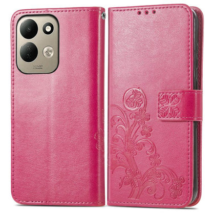 Four-leaf Clasp Embossed Buckle Leather Phone Case, For Xiaomi Poco C95 Pro, For Xiaomi Redmi 12 5G