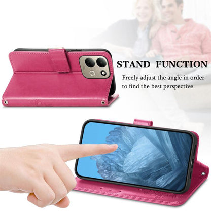 Four-leaf Clasp Embossed Buckle Leather Phone Case, For Xiaomi Poco C95 Pro, For Xiaomi Redmi 12 5G